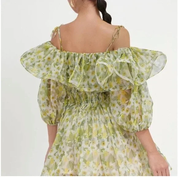 Dear Jose Off The Shoulder Mini Dress Floral Print Size Small NWT - Picture 2 of 13